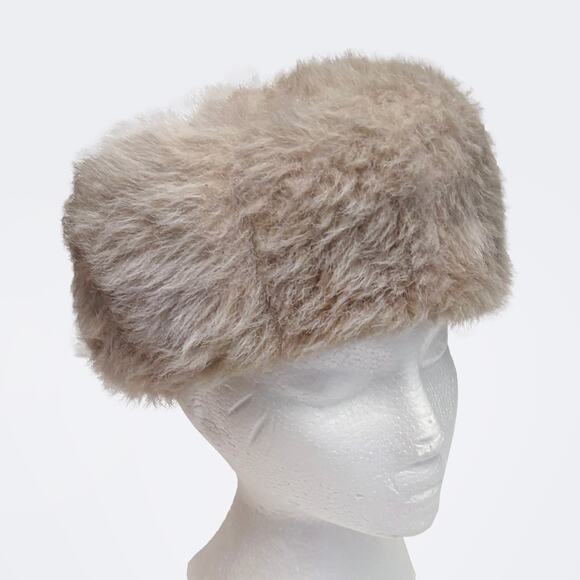 VTG MCM German Faux Fur Russian Style Pillbox Winter Hat - Picture 1 of 9